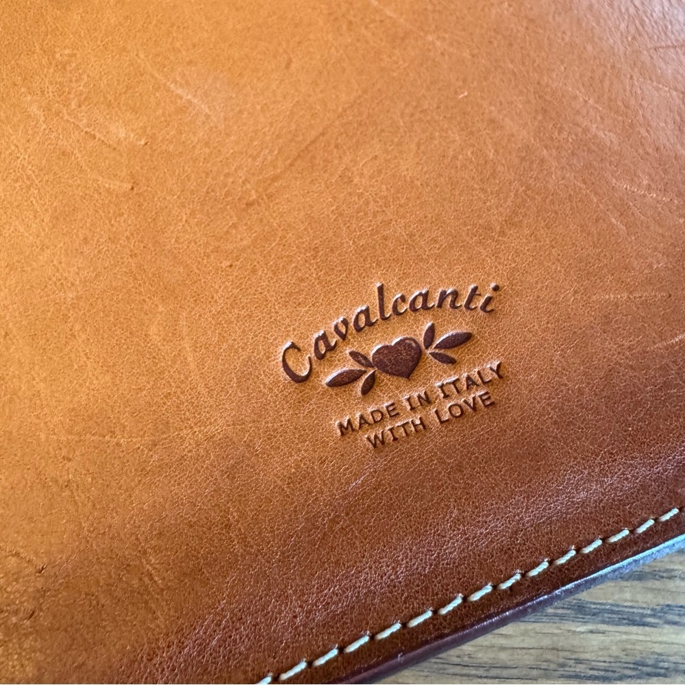 Cavalcanti Italian Leather Tan Shoulder Bag with Chain Detail crossbody Purse - Picture 14 of 16